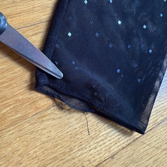 St. John Size 12 Black Rhinestone Embellished Mesh Long Sleeve Sheath Mini Dress - Picture 9 of 16